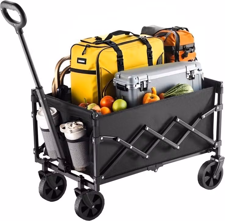 Carrello pieghevole Carrello da trasporto Carrello a mano Carrello da spiaggia - portata 102kg - dimensioni 66x45x46cm