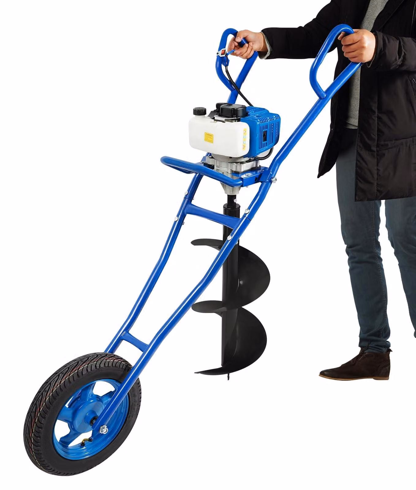 Trapano a benzina da 52 CC, a 2 tempi, con punta da trivellazione da 30 cm