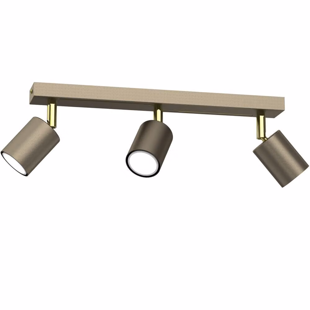 Lampada a sospensione Striper, finitura titanio dorato, 3 attacchi GU10 da 8W, struttura in metallo, dimensioni: 14,5x40x5,5 cm, grado di protezione IP20, marca Luminex