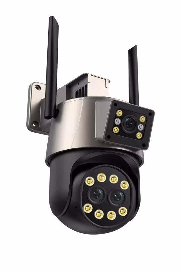 RobiCam, ICSee, P8QS 2024, tripla telecamera, 9MP, ULTRA HD, zoom 8x, visione notturna a colori, installazione a soffitto e parete, supporto telescopi