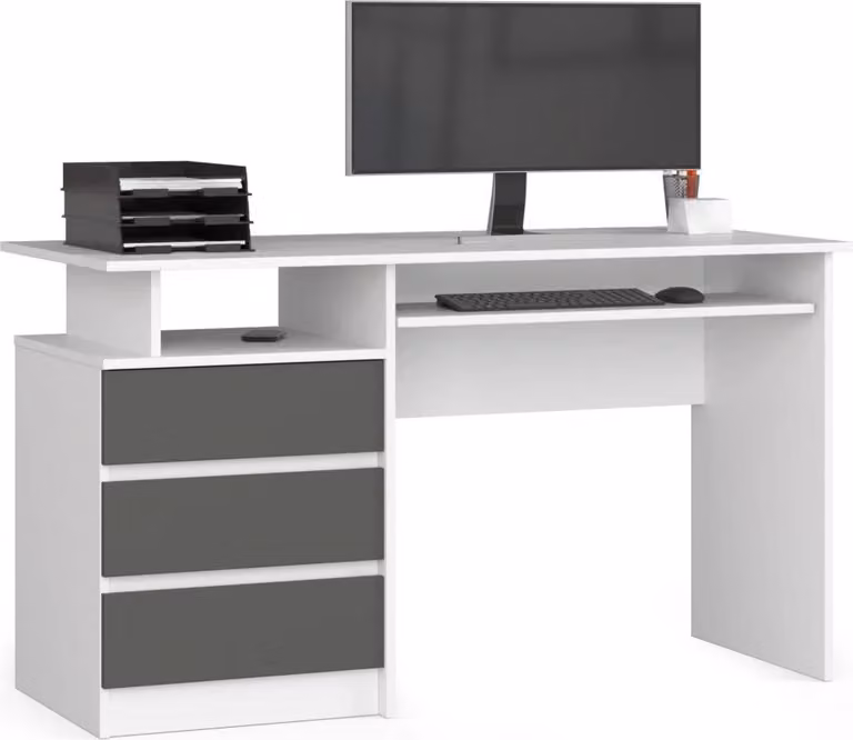 Scrivania per computer VALESTRA - bianco / grigio scuro