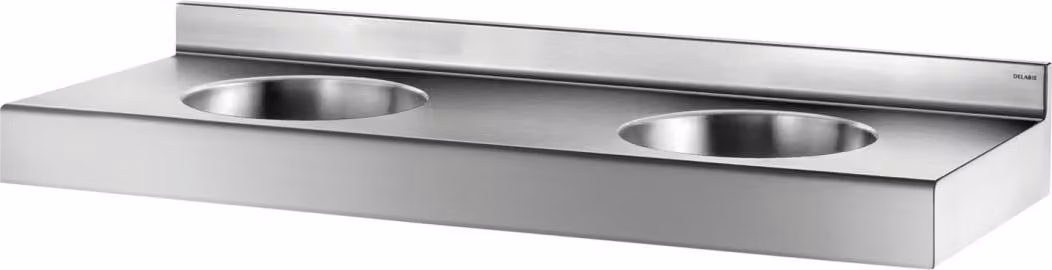 Delabie WC in linea DUPLO RP 2 posti o.hl. o.overflow acciaio inox 1.4301 sat