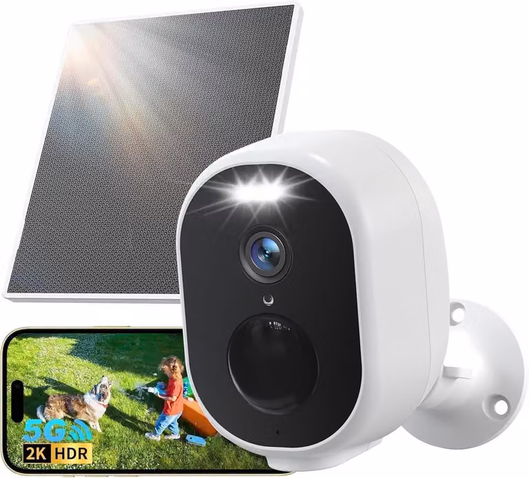 Telecamera di sicurezza solare 2K da 4 megapixel, con Wi-Fi a 2,4/5 GHz e grado di protezione IP65
