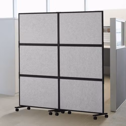Set di 2 divisori acustici VEVOR per ufficio e home office in poliestere e acciaio, pareti divisorie grigio chiaro per la riduzione del rumore e delle distrazioni visive, H x L: 93 x 171 cm