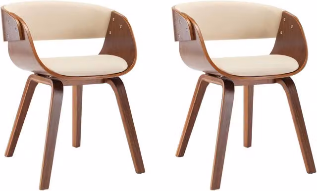Sedie da Pranzo 2 pz | Sedie da cucina in Legno Curvato e Similpelle Crema