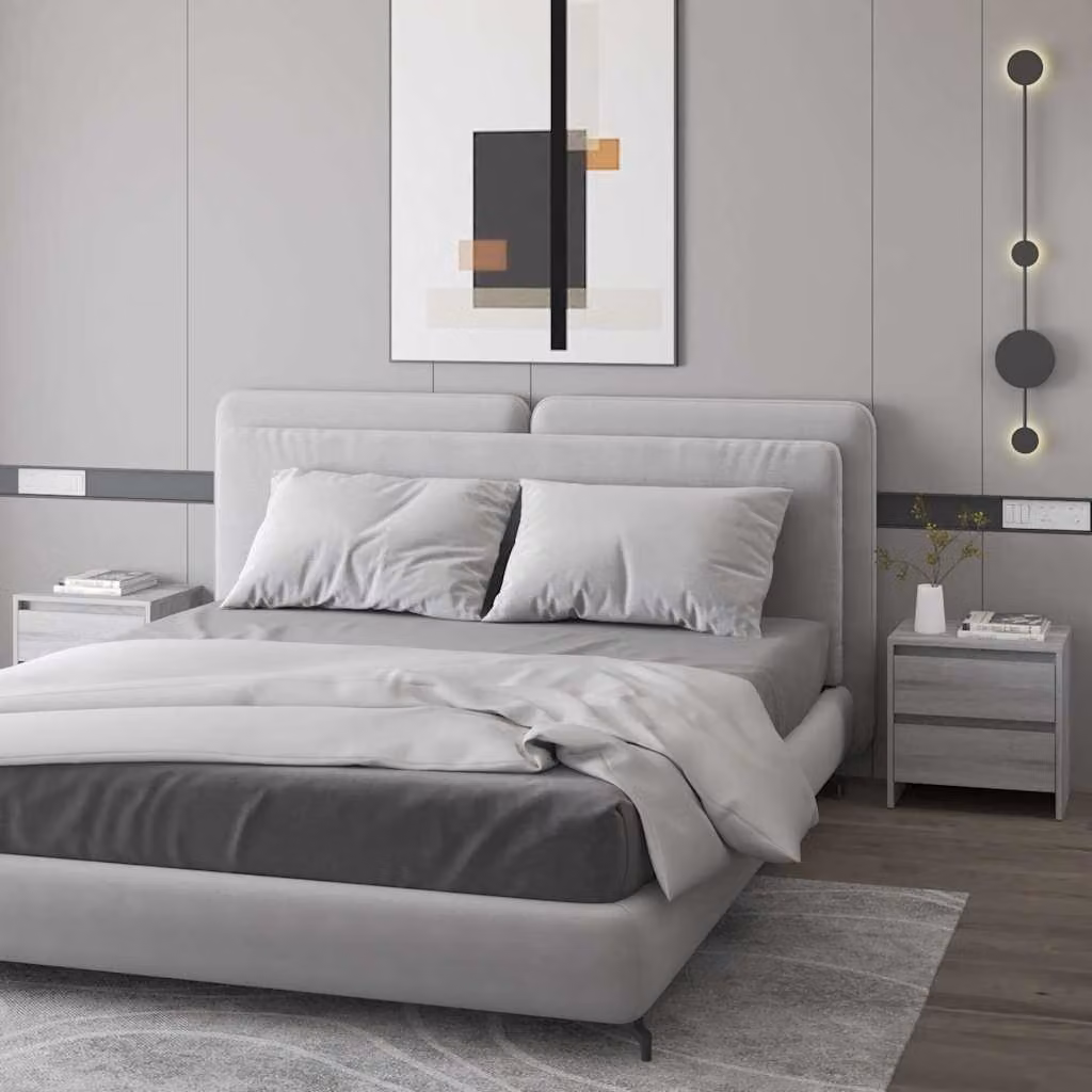 Set di 2 comodini vidaXL moderni in MDF colore grigio, L: 45 cm, P: 34,5 cm, H: 44,5 cm