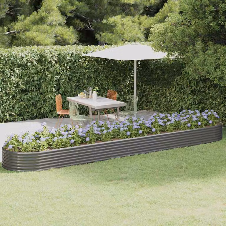 Letto da giardino rialzato vidaXL in acciaio zincato grigio L: 507 cm, P: 100 cm, H: 36 cm