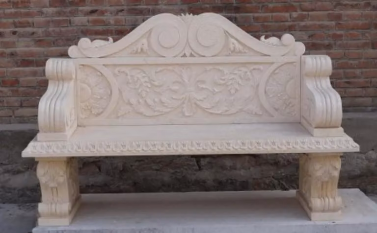 Casa Padrino Panchina in marmo barocco Beige 179 cm - Mobili da giardino in marmo barocco