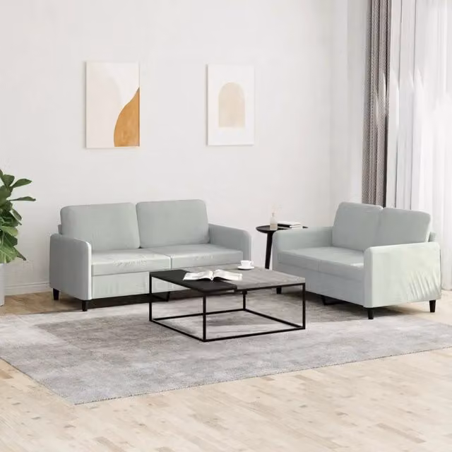 Set di 2 divani moderni vidaXL in velluto grigio con cuscini inclusi