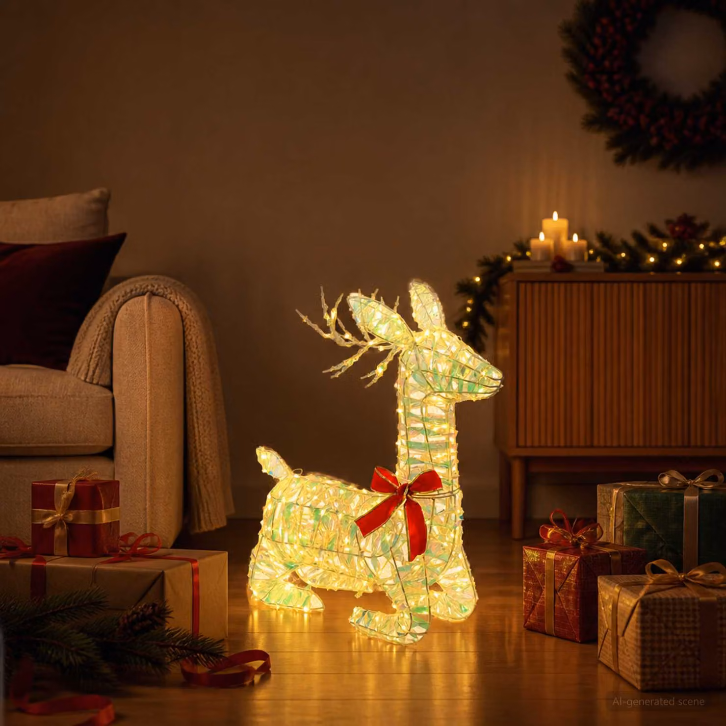 vidaXL Renna di Natale 3D LOVIISA 140 LED Bianco caldo 55 x 22 x 63 cm