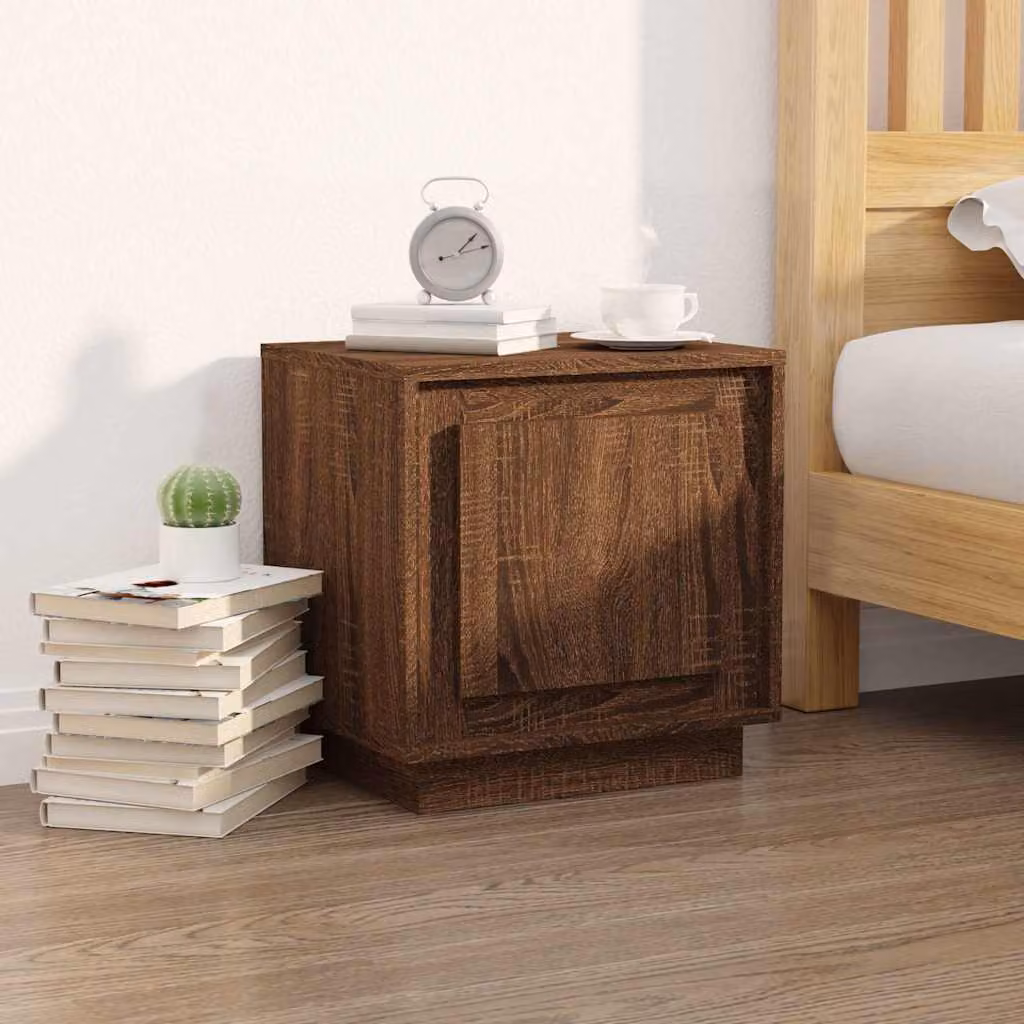 Comodino vidaXL in Legno Multistrato e MDF, Colore Marrone, L 44 cm x P 35 cm x H 45 cm