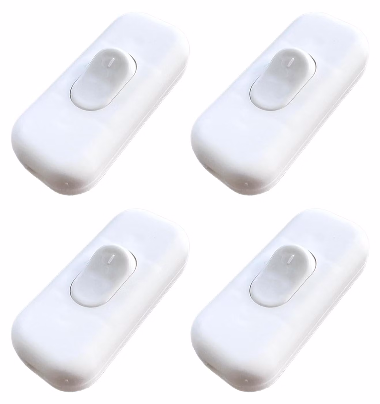 4 interruttori a levetta da 1A, 250V, colore bianco, con morsetti a vite