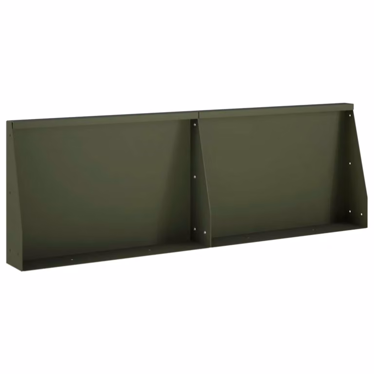 Set di 2 pezzi di aiuole rialzate vidaXL in acciaio color verde oliva, L: 60 cm, P: 12 cm, H: 30 cm