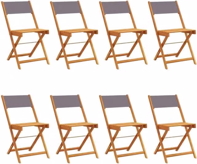 Sedie Giardino Pieghevoli 8 pz | Sedie da Esterno Antracite Tessuto Legno Massello