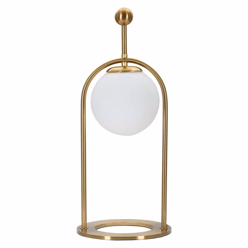 Andong, Lampada da Tavolo Moderna in Vetro e Metallo, Bianco e Oro, H: 21 cm, L: 21 cm, P: 1 cm – 2