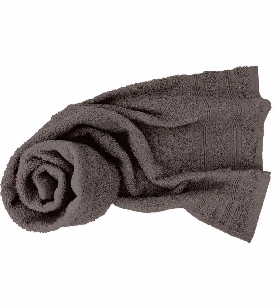 Set Asciugamani 1+1 Tortora in Cotone Spugna 30x50 e 50x80 cm