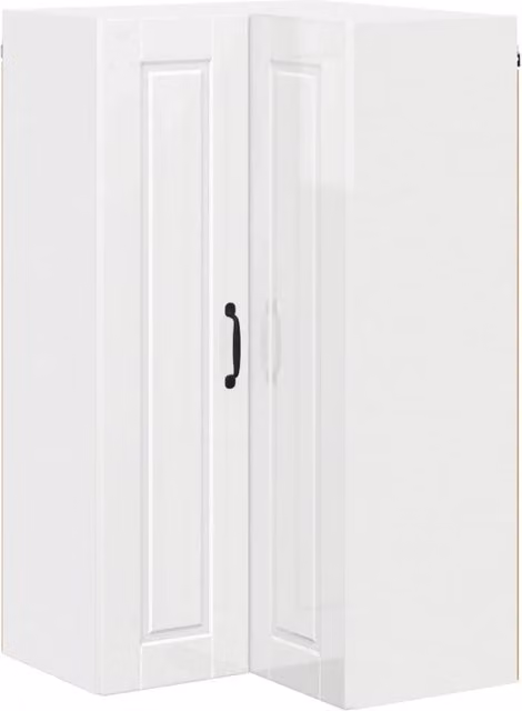 Pensile da cucina | Mobile angolare per parete PORTO Bianco Lucido 57 x 57 x 100 cm