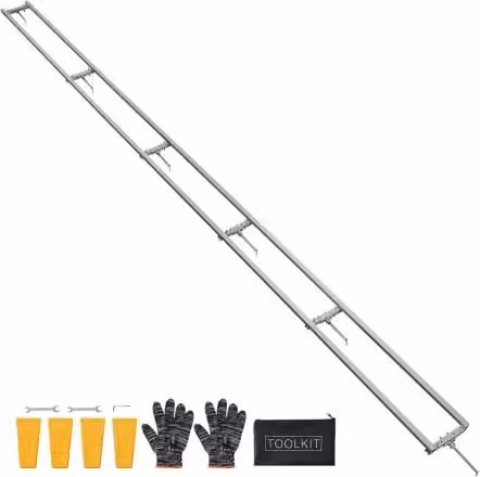 VEVOR Sistema di Guida per Segheria in Alluminio Color Argento, Kit Binario con Barra Trasversale Lunghezza: 457,2 cm e 4 Cunei per Motoseghe