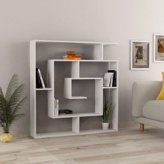 Libreria Moderna Labirent GIORDANOSHOP in MDF Bianco L: 129 cm, H: 125 cm, P: 22 cm