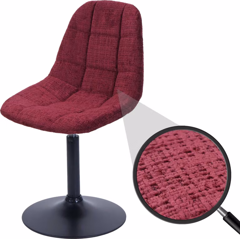 Sedia da sala da pranzo MCW-A60, sedia da cucina, sedia girevole, acciaio MVG, tessuto/ciniglia (465 g/m²) ~ bordeaux