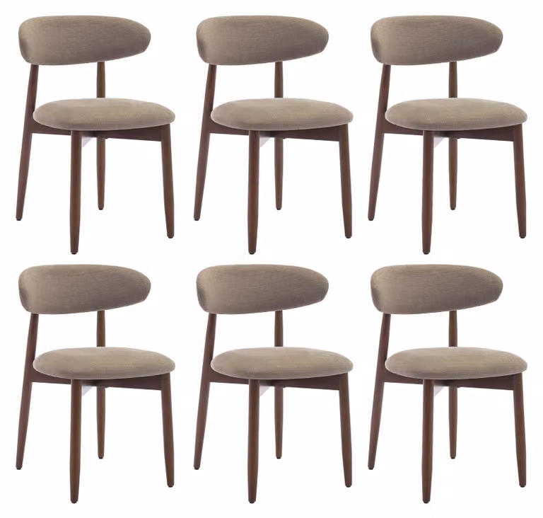 Set di 6 sedie da pranzo COLAMY, robuste ed eleganti, in stile scandinavo minimalista, ideali per la sala da pranzo e la cucina, color cammello