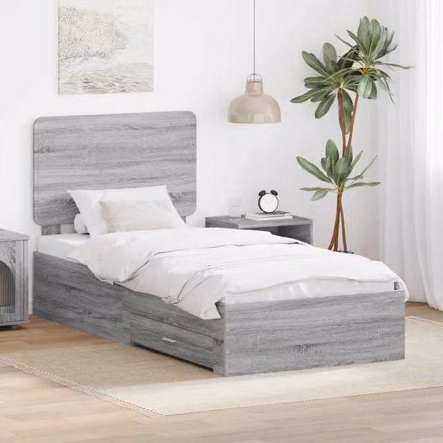 Giroletto per letto moderno con cassetti in legno multistrato grigio L: 80 cm, P: 190 cm