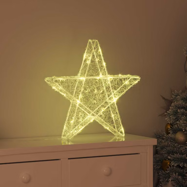 vidaXL Stella 3D decorativa con 50 LED bianco caldo, L: 55 cm, P: 53.5 cm, H: 10 cm