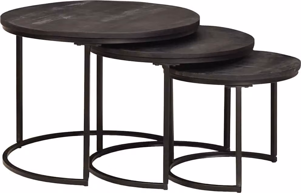 Tavoli da Caffè Nido 3 pcs Legno massello di mango e acciaio