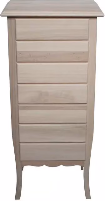Cassettiera classica con 7 cassetti in legno grezzo Mobili 2G L/P/H: 50 x 37 x 107 cm – 2