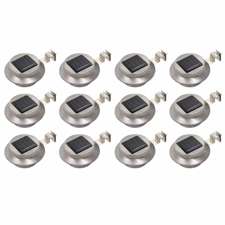 The Living Store Luci solari da esterno 12 pz. LED Rotondo 12 cm Bianco
