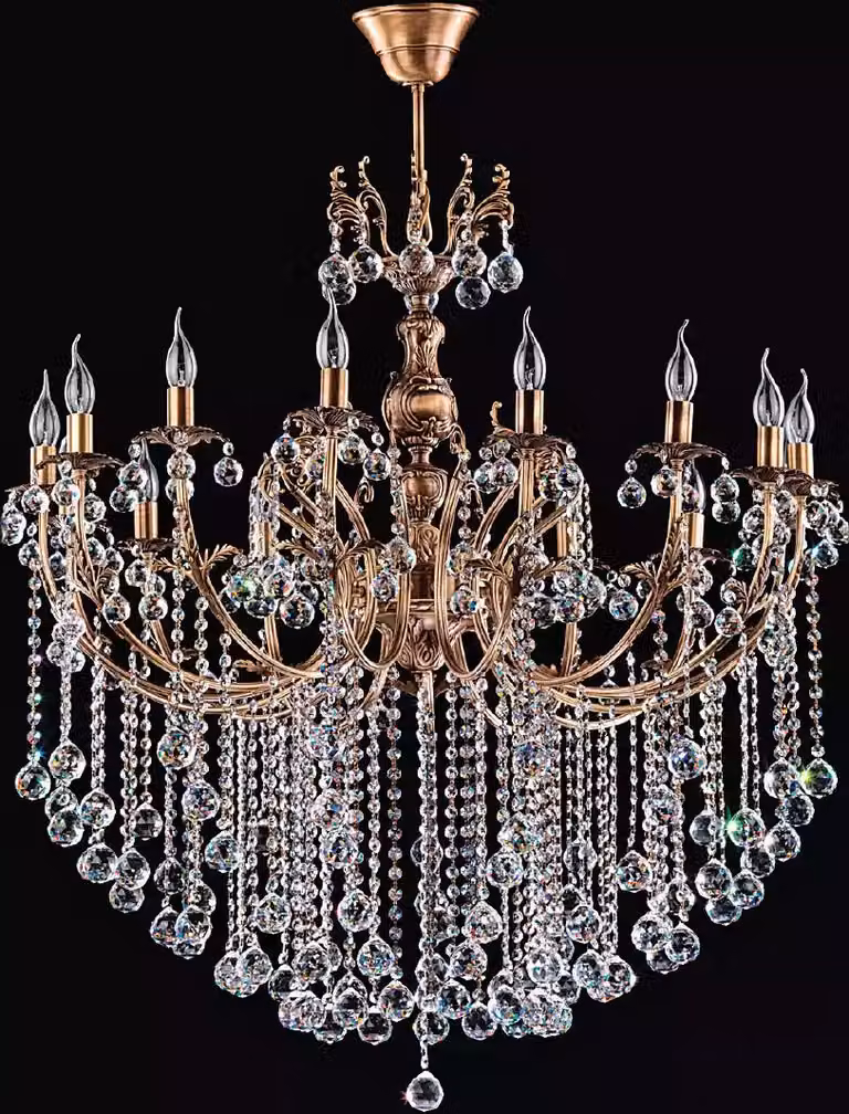 Luxus Deckenleuchter Kronleuchter Deckenlampe Lüster Gold Kristall Lampe