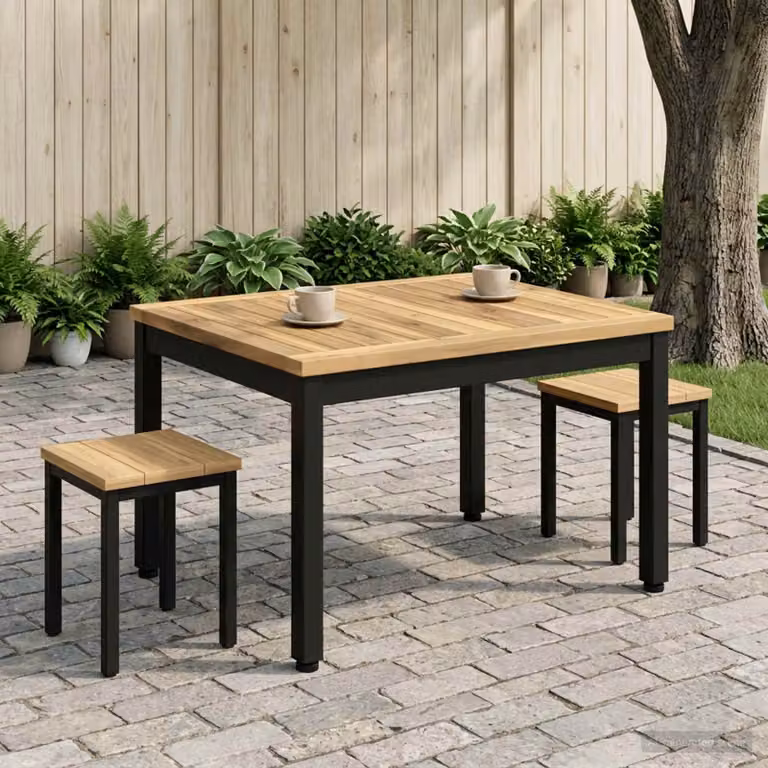 vidaXL Tavolino da salotto rettangolare in legno di acacia bianco, nero e marrone L: 60,5 cm, P: 49 cm, H: 36 cm