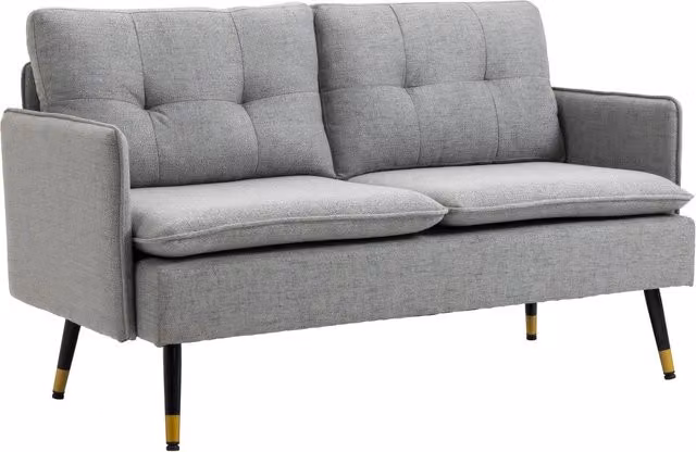 Divano 2 Posti Moderno GIORDANOSHOP in Tessuto Grigio con Cuscini Imbottiti L: 139 cm, P: 68 cm, H: 80 cm – 1