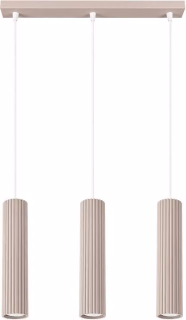 Lampada a sospensione Pure Lume in metallo beige e bianco con 3 luci GU10 dimmabili