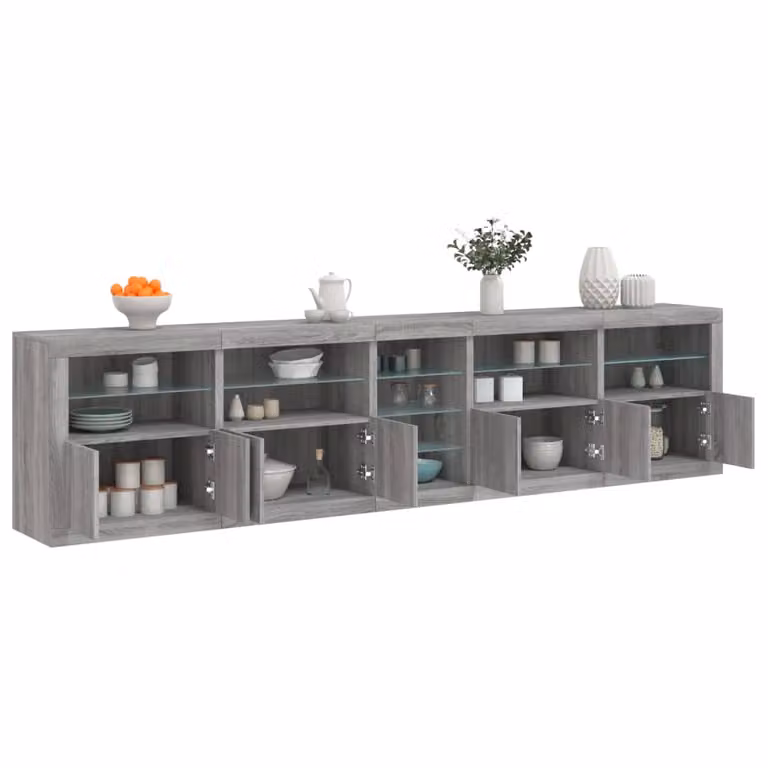 Credenza moderna vidaXL con luci LED Grigio Sonoma L: 283 cm, P: 37 cm, H: 67 cm