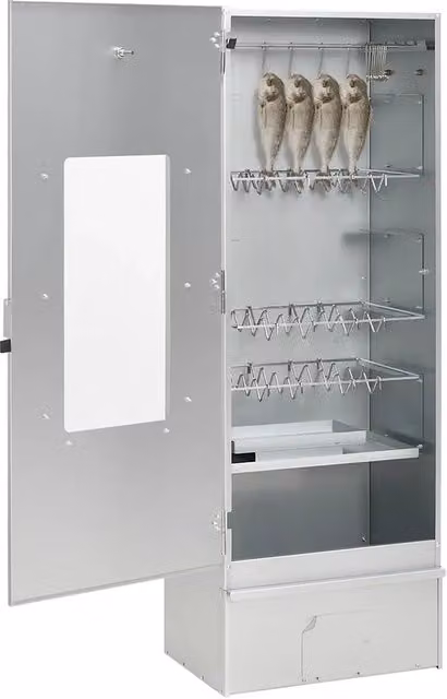 Forno Affumicatore BBQ Generatore Fumo Freddo in Acciaio Zincato Argento con Termometro