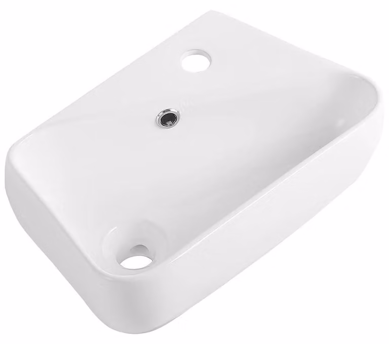 CERANO - Lavabo in Vetroceramica - da appoggio o da incasso - Tropea - bianco lucido - 45,5x27,5 cm