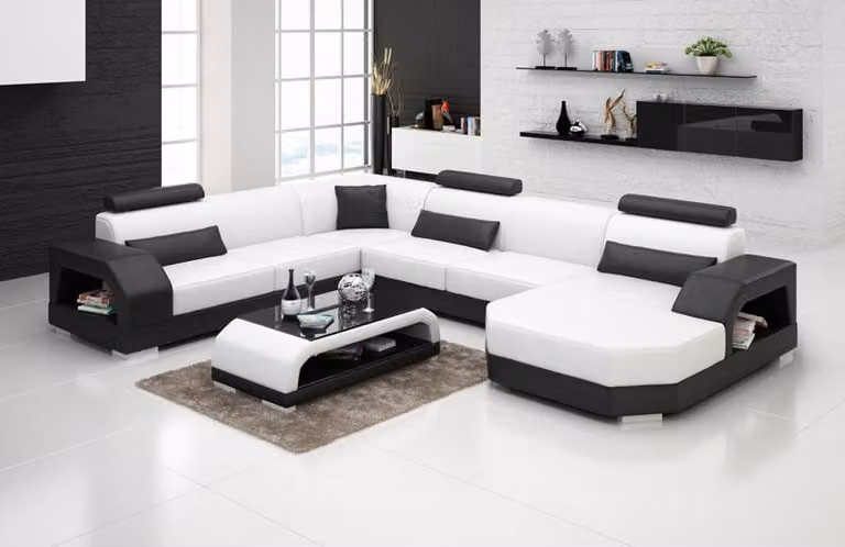 Ledersofa Couch Wohnlandschaft Ecksofa Eck Garnitur Design Modern Sofa G8001