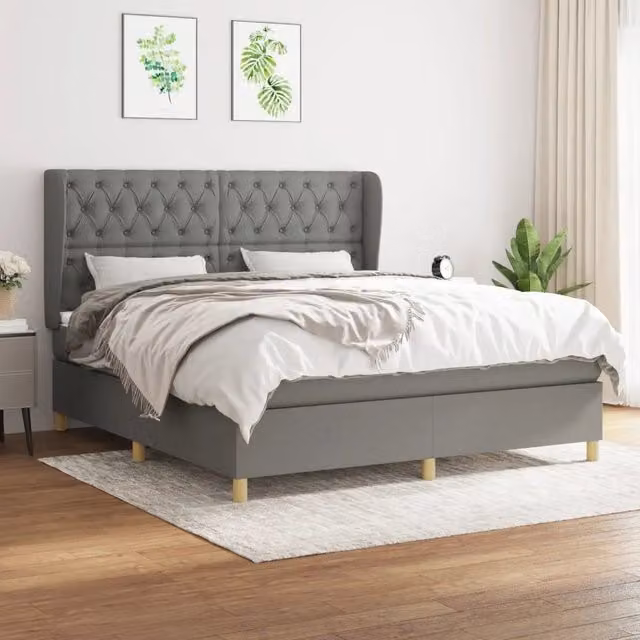 Letto Ibrido vidaXL con Materasso a Molle Grigio e Bianco L/P/H: 160 x 200 x 4 cm – 1
