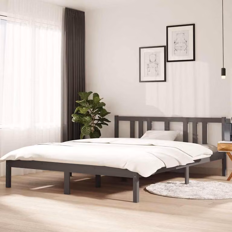 Giroletto vidaXL in legno massello di pino grigio, L/P/H: 205.5 x 150 x 69.5 cm