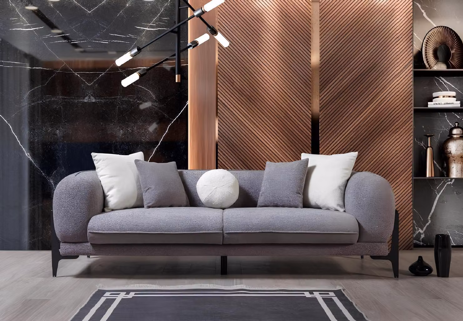Wohnzimmermöbel Luxus Dreisitzer Sofa Stoffmöbel Moderne Couchen Edelstahl