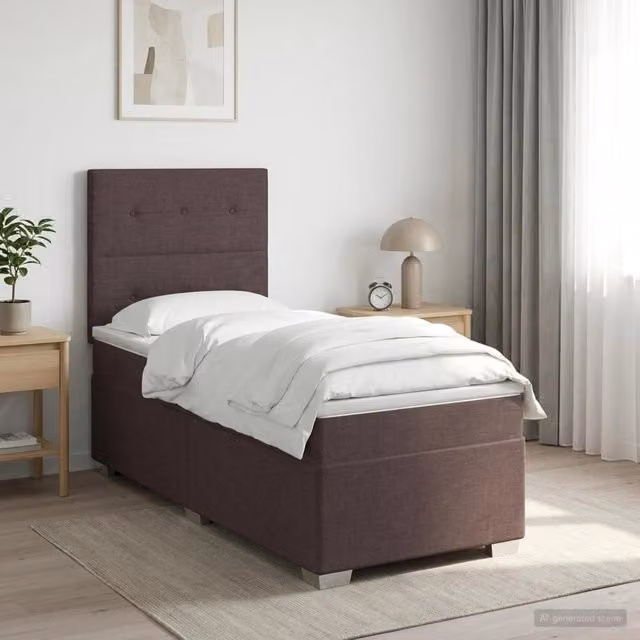 Letto box spring con materasso Marrone Scuro 100 x 200 cm 3453342