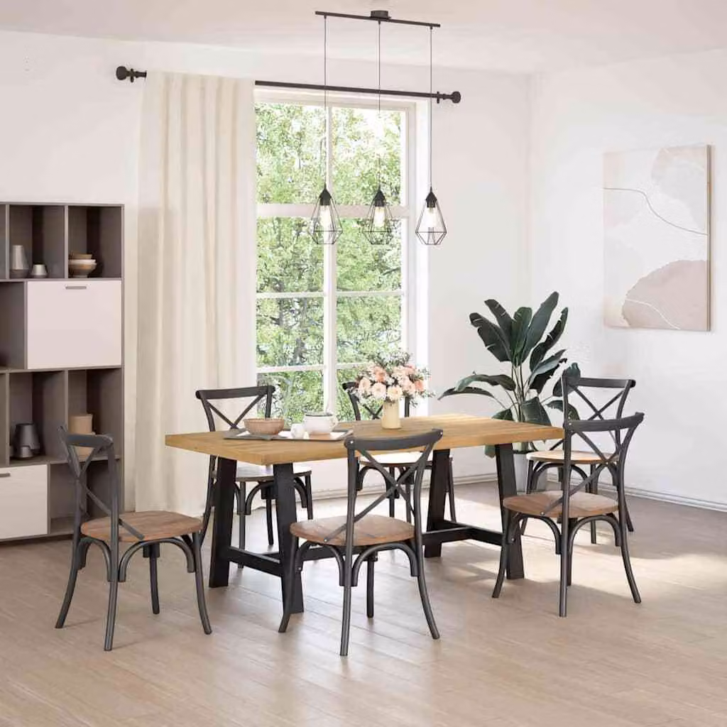 Tavolo Pranzo NOAIN Gambe a Forma A 180x90x75 cm Legno Massello