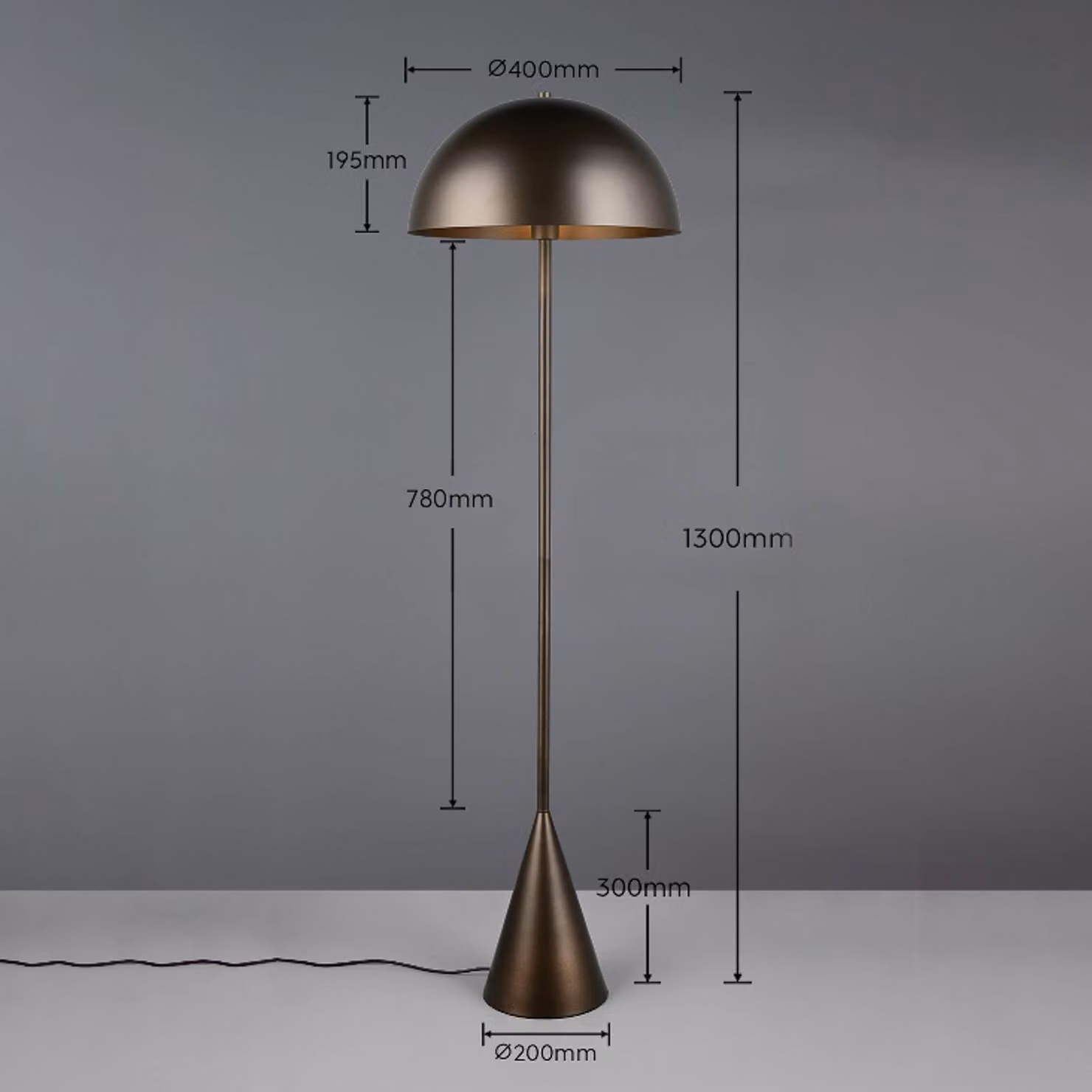 Trio Lighting Lampada da terra Alfie, Alluminio / Grigio / Zincato, Soggiorno / Sala da pranzo, Metallo, Lampada da terra