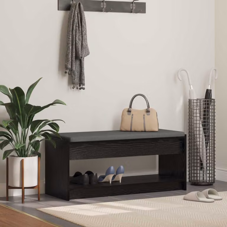 vidaXL Panca porta scarpe moderna in MDF nera L: 103 cm, P: 38 cm, H: 45 cm