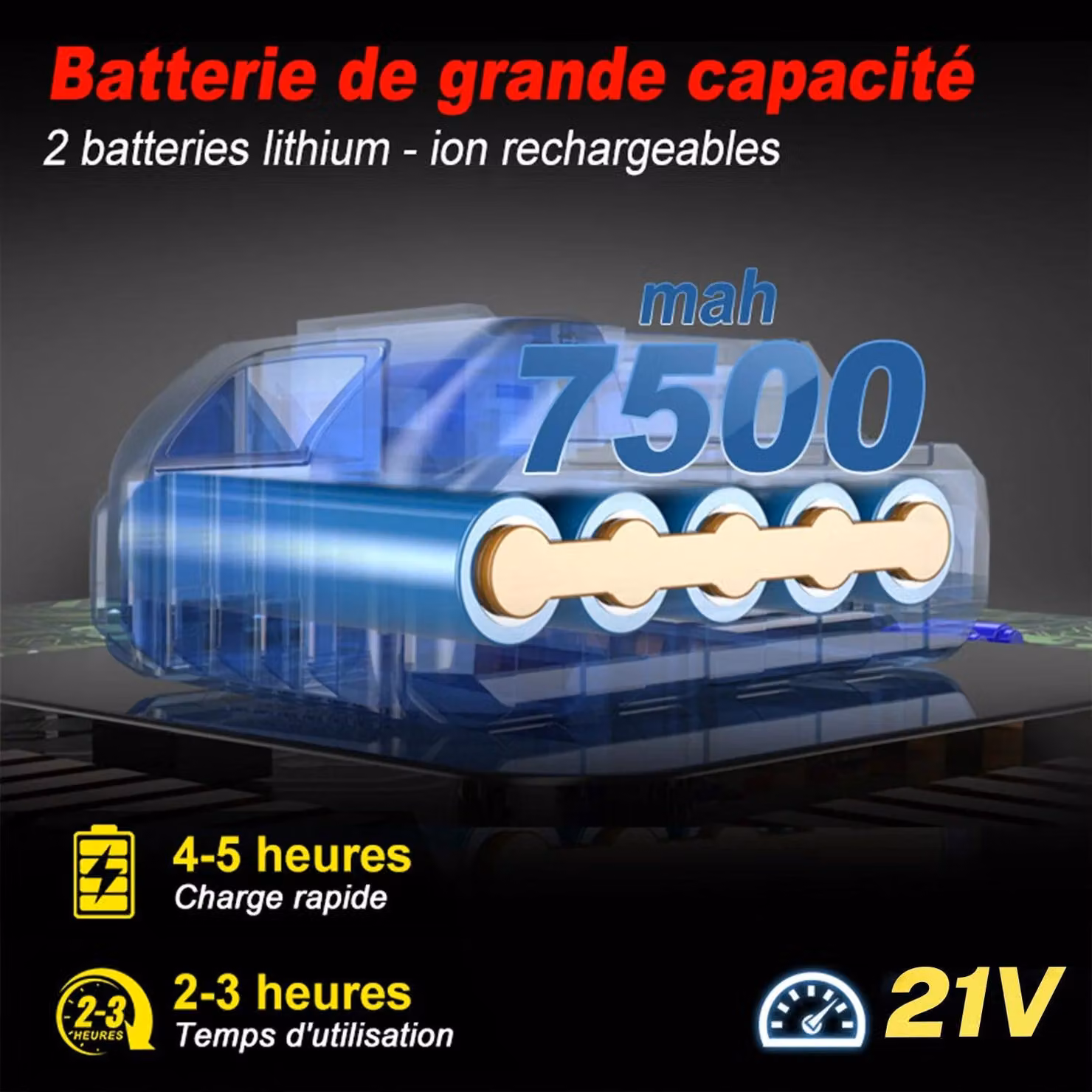 Potatore elettrico - Motore brushless - 1000W - Larghezza di taglio: 50 mm - 2 batterie da 21V - Colore: rosso