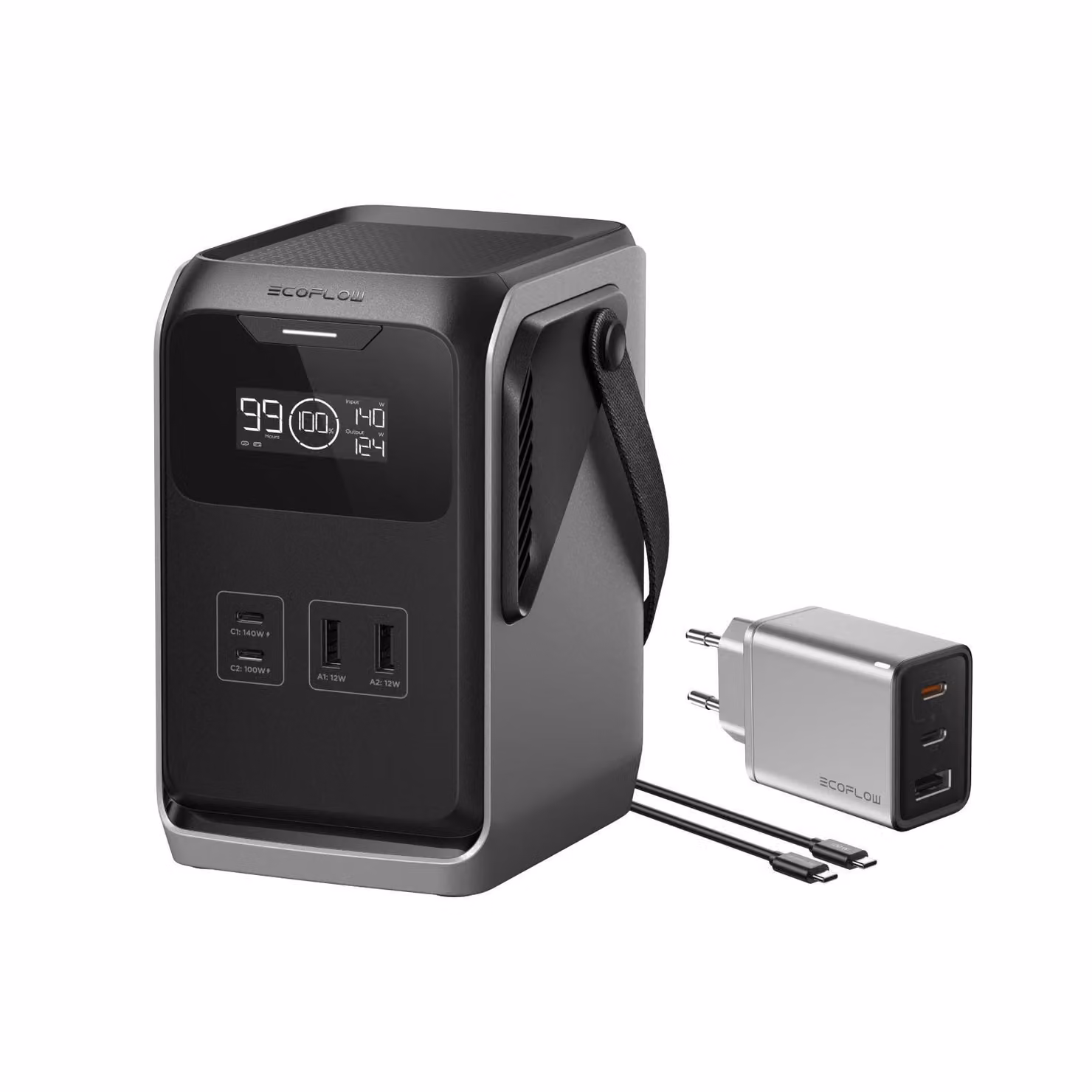 ECOFLOW TRAIL 200DC Centrale elettrica portatile, 192 Wh, batteria LFP ultraleggera con maniglia, generatore solare da 220 W, ricarica rapida, 4 uscite, antiurto