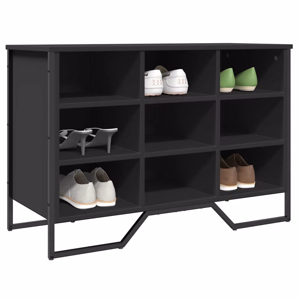 Scarpiera moderna vidaXL nera in legno e metallo L: 90 cm, P: 38 cm, H: 61,5 cm