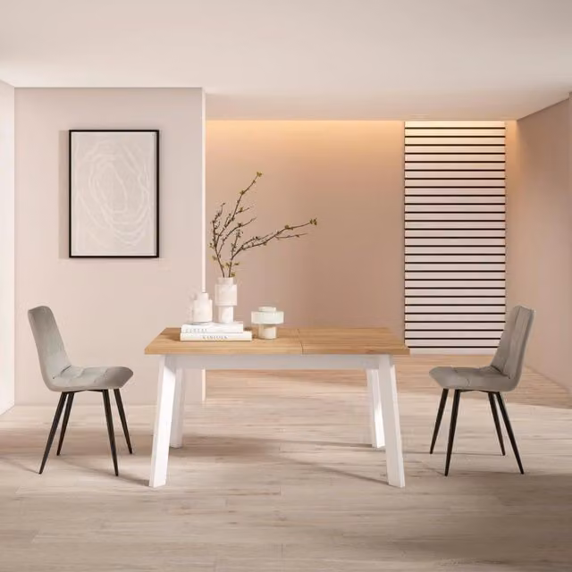 Tavolo da Pranzo, 140x90x74cm, Per 6 persone, Gambe in legno, colore Rovere RF2904