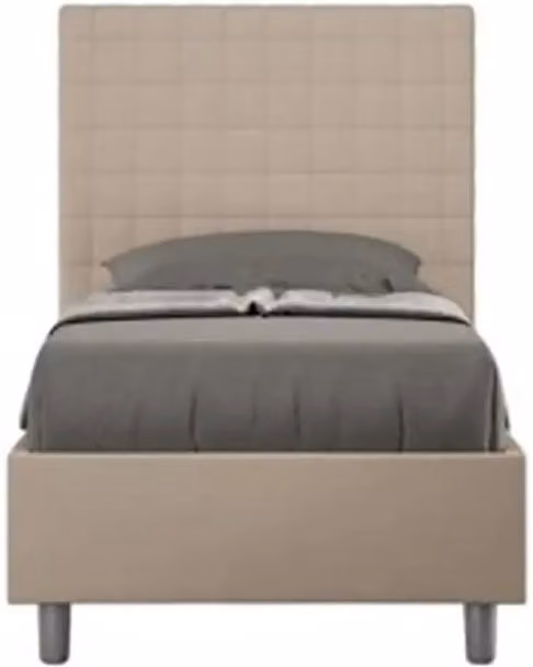 Letto singolo senza rete imbottito 90x200 similpelle tortora Sunny